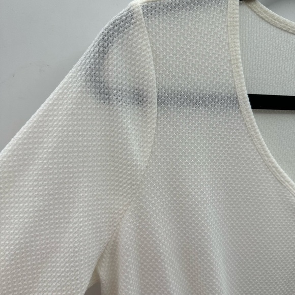 Loft textured white tie woman tie coastal grandma textured casual career top M - Picture 3 of 8